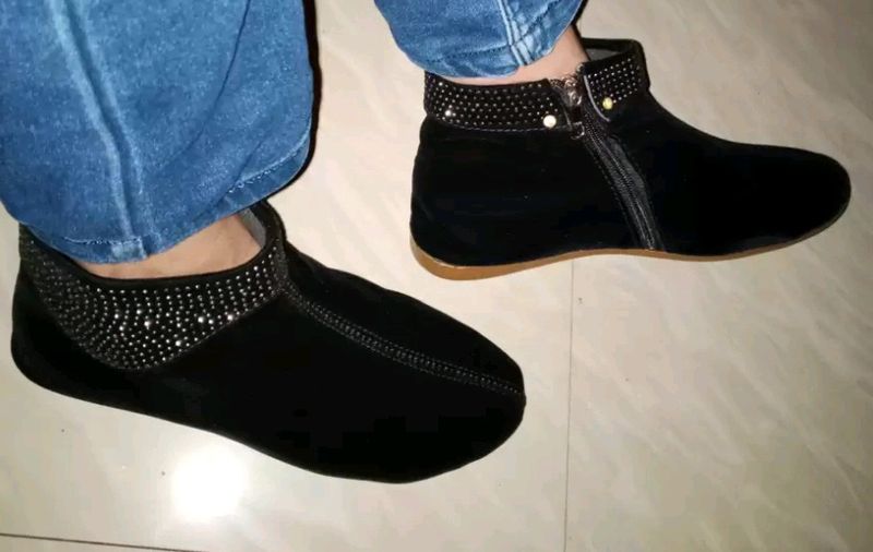 Black Velvet Designer Boots