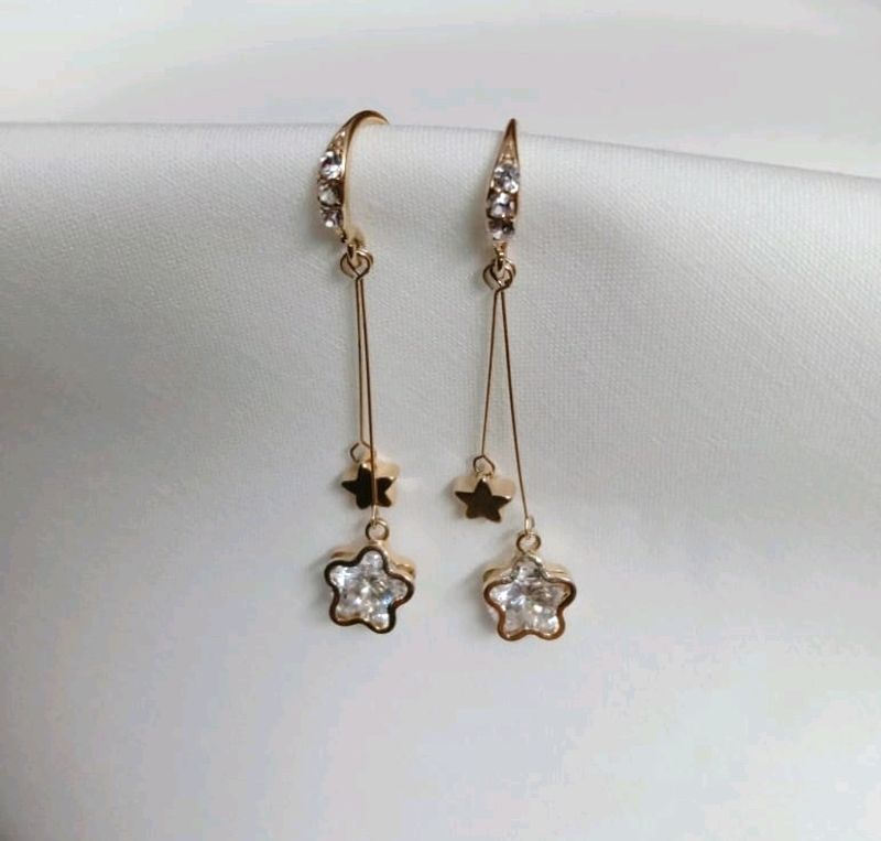 DOUBLE STAR STUDDED DANGLERS EARRING