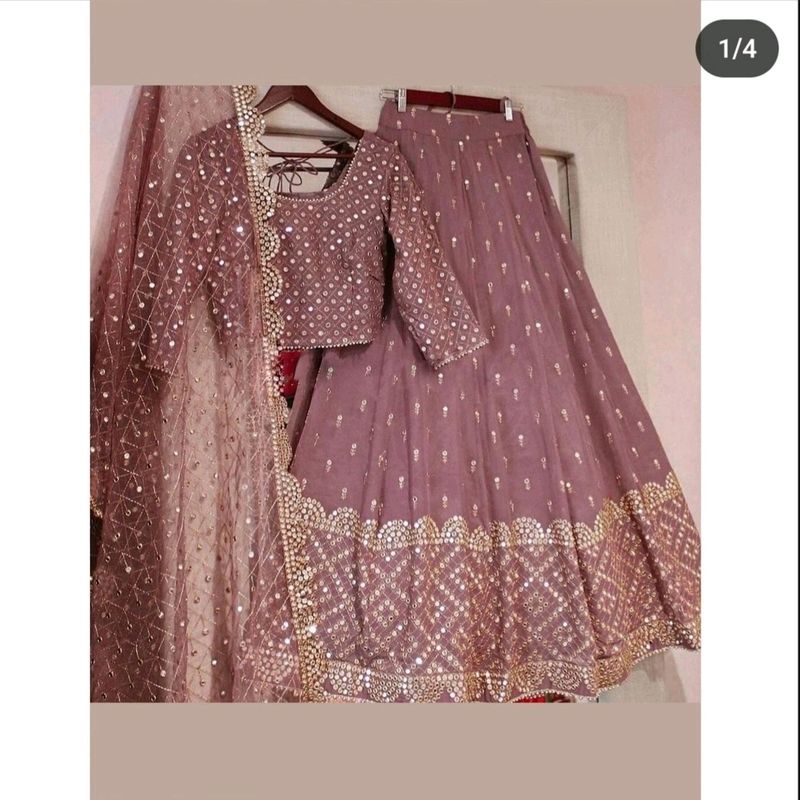 Mirror Work - Rosy Lehenga