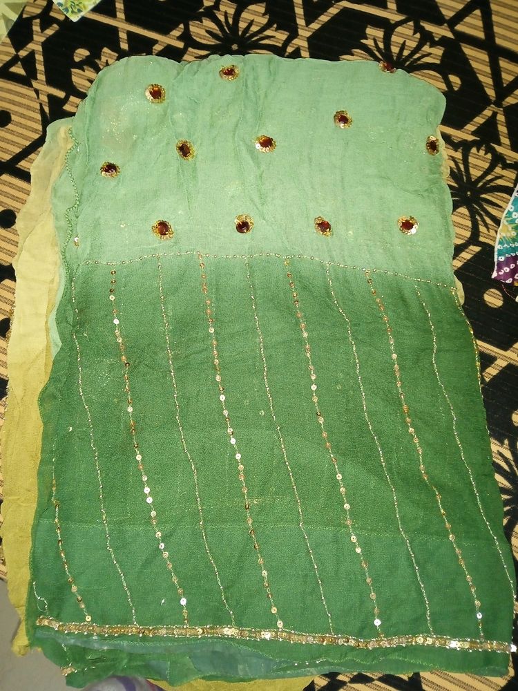 Ash And Green Work Georgette Saree