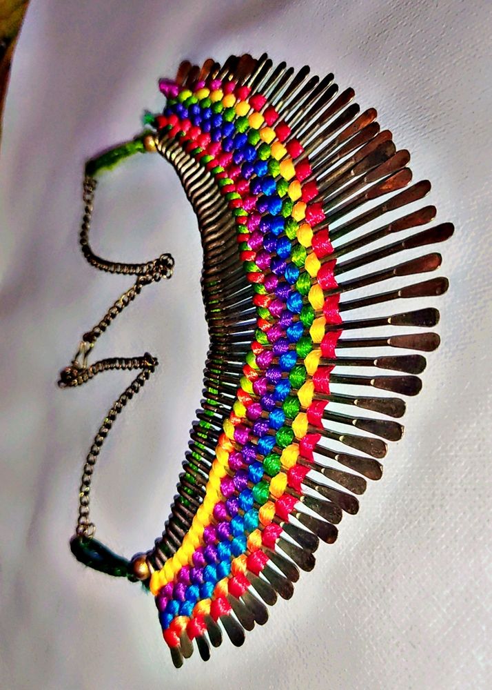 Multicolored Metal Choker Necklace