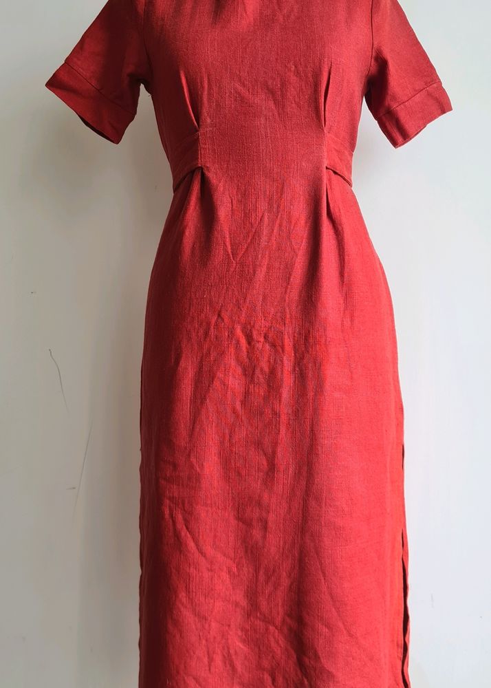 Linen Dress Round Neck