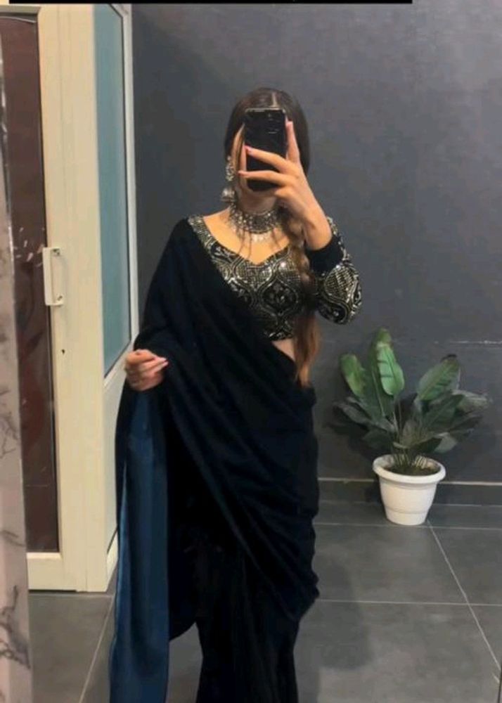 Supper Attractive Black Velvet Saree