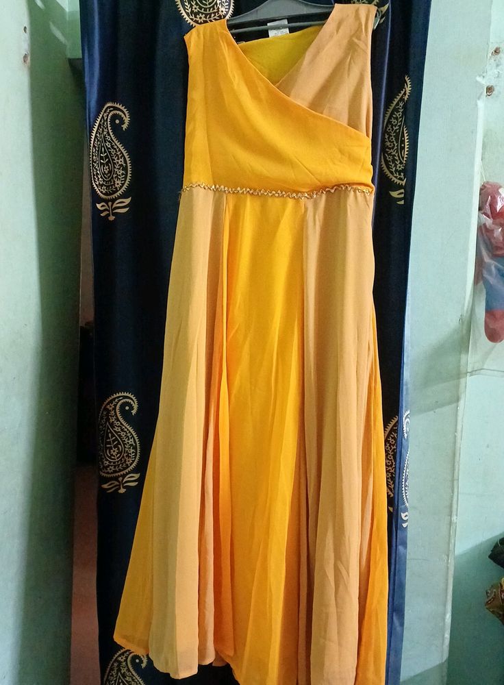 Yellow Georgette Long Dress