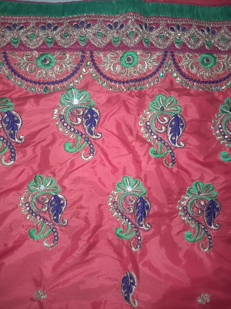 Parrot Green And Orrage Saree