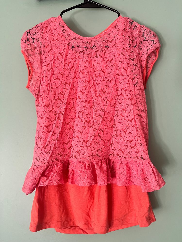 Coral Color Top From Honey-pantaloons. Net Type