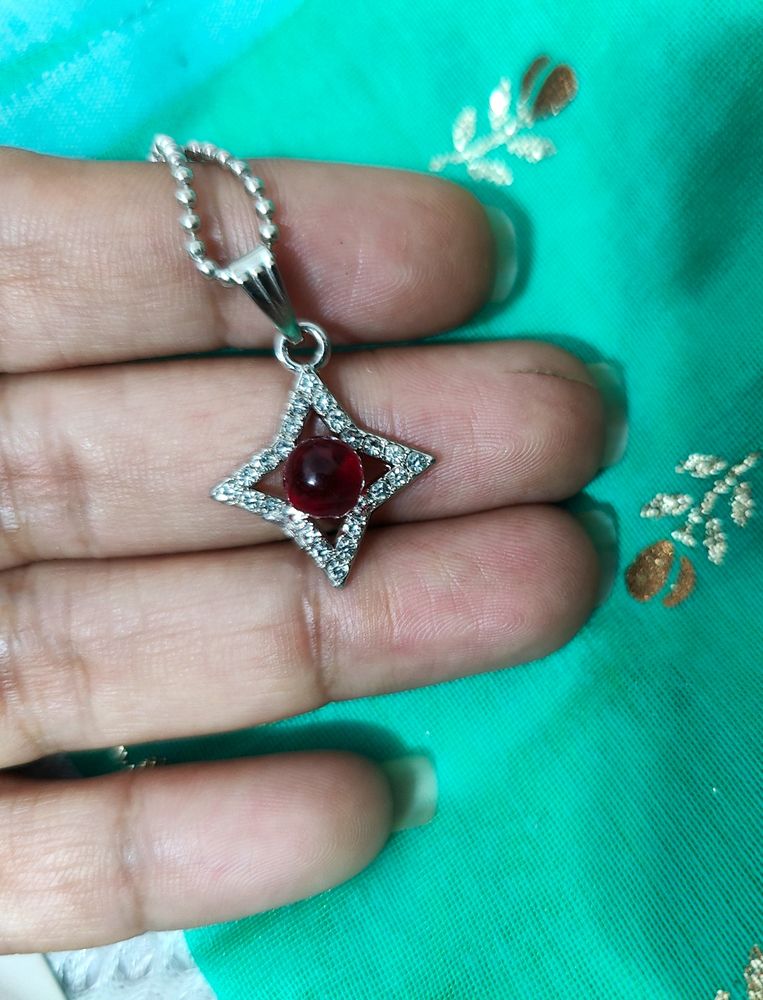 Star Ruby Moti Pendent Necklace