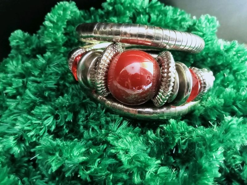 Ethnic Red Bangle Bracelet