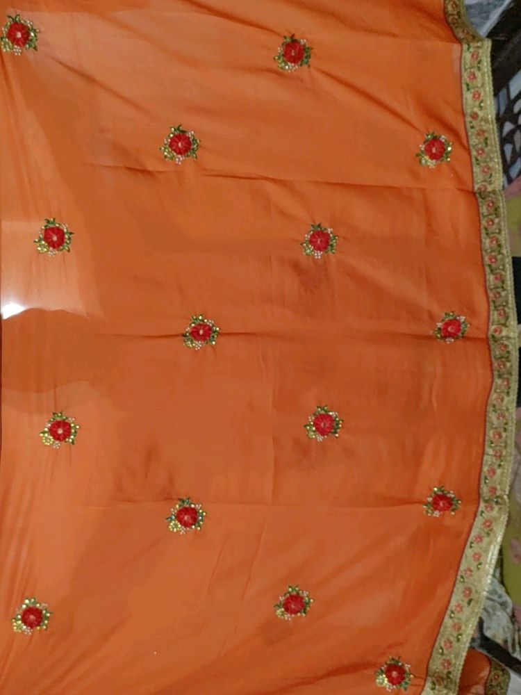 Orange Colour Wedding Saree