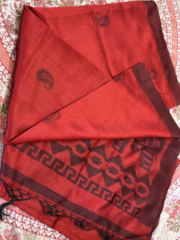 Kolkata Cotton Silk Saree With Contrast Blouse