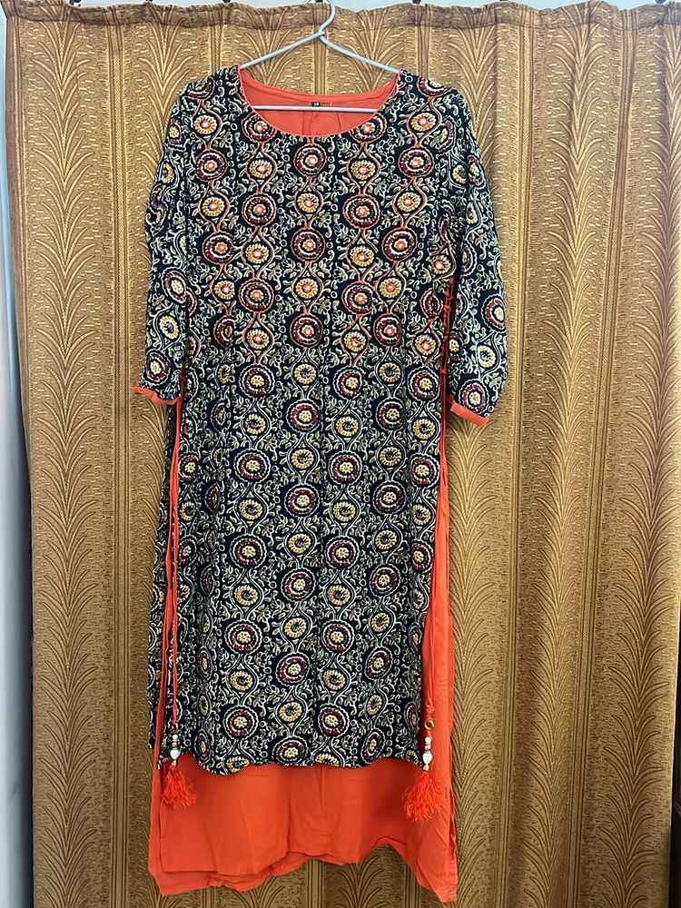 Black Printed Layered Kurti