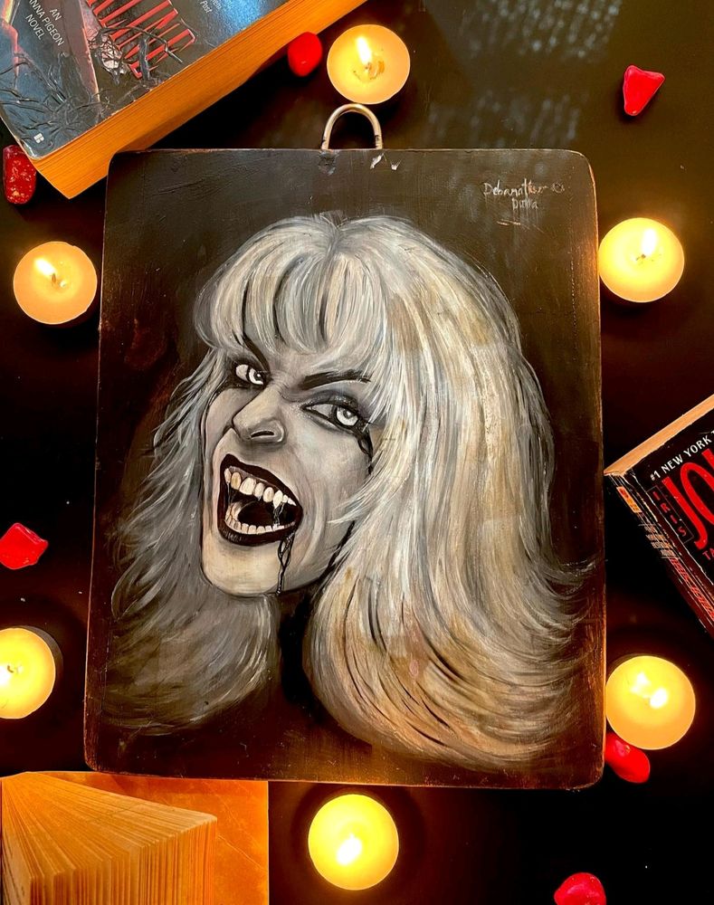 Vintage Gothic Vampire Painting On Wooden Board🧛