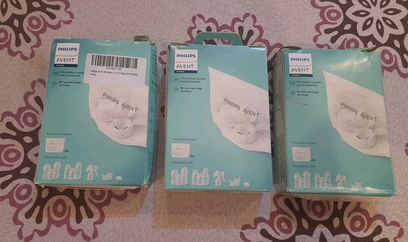 New Pack Of 3 PHILIPS AVENT Steriliser Bags