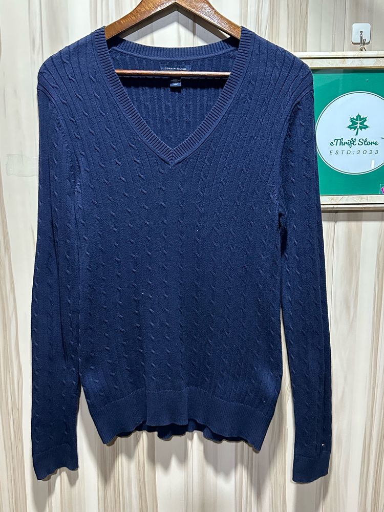 Tommy Hilfiger V-Neck Navy Blue Sweater