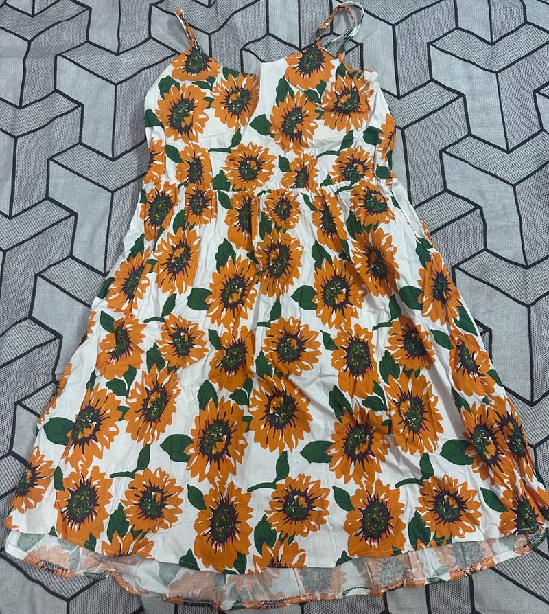 Sunflower Dress With Criss Cross Back