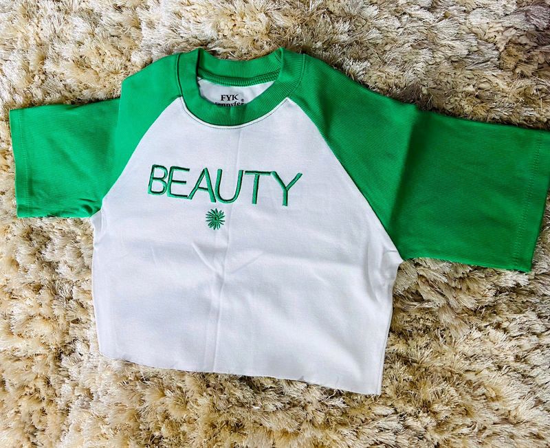 Beautiful crop T-shirt with embroidered design