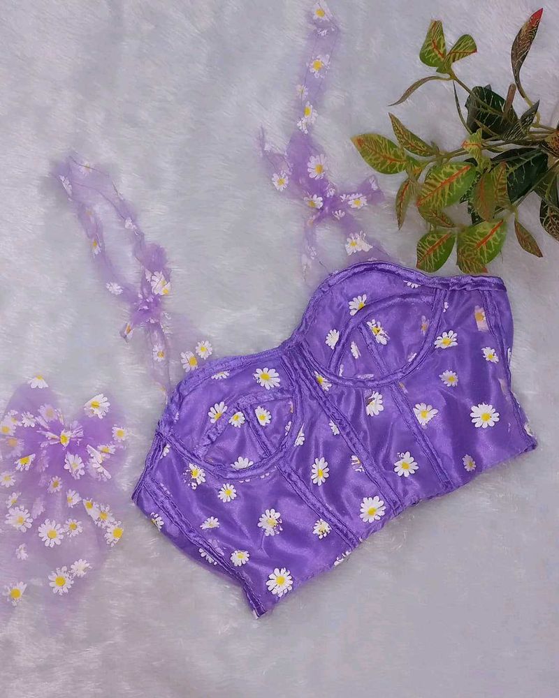 Lilac Daisy Painted Corset