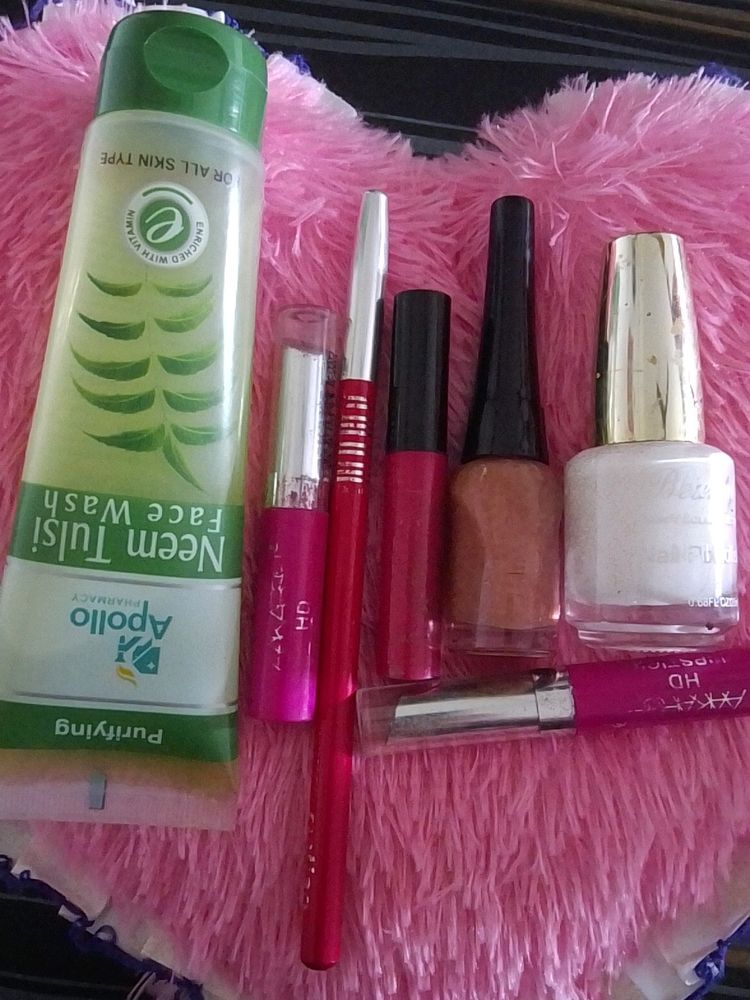 Facewash, Nailpolish, Lipsticks, Lipliner