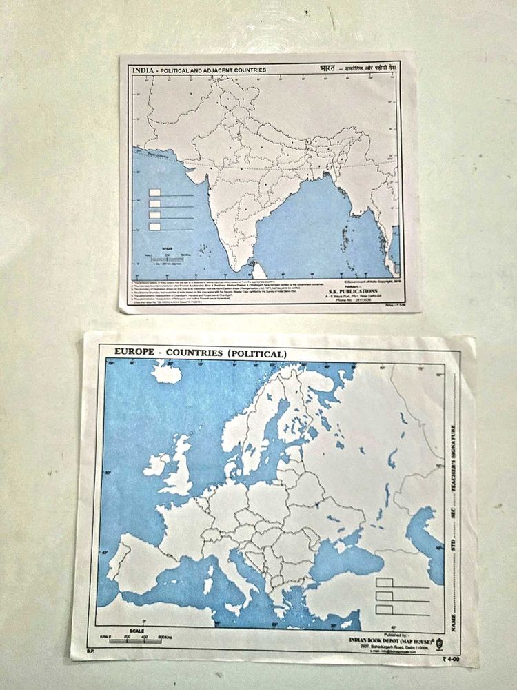 Political Maps Of India and Europe Combo