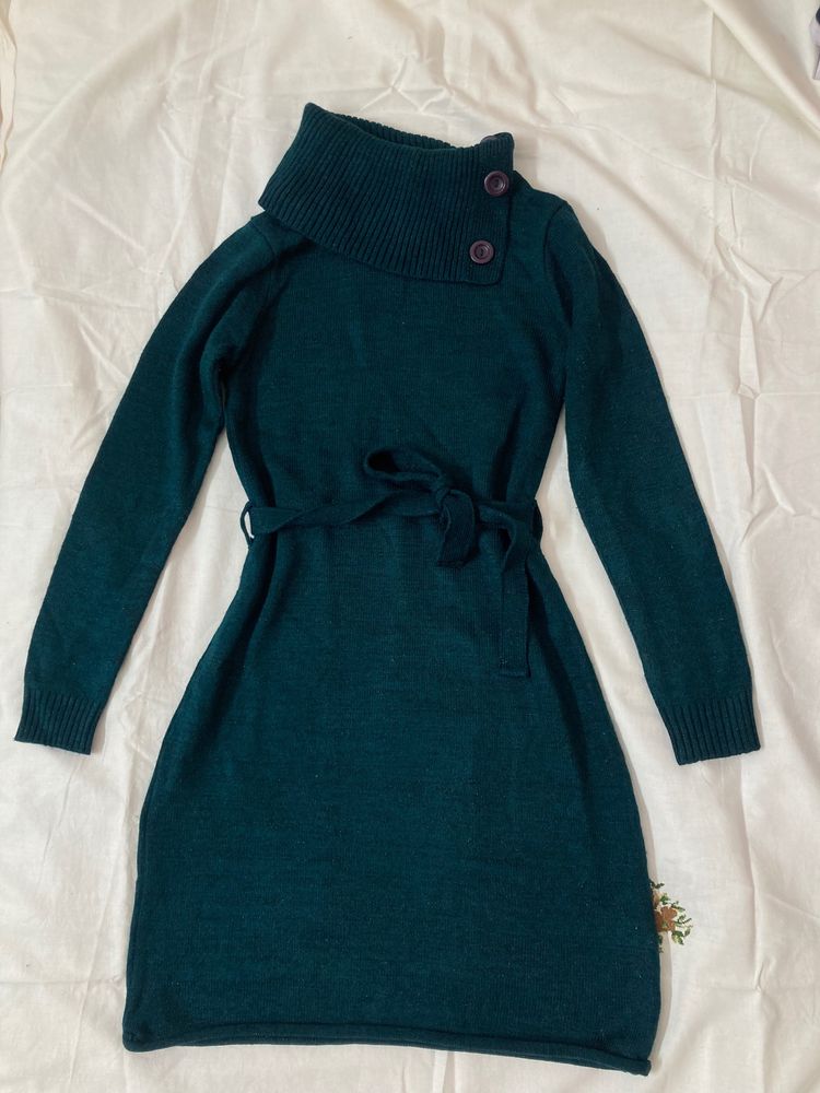 High Neck Sweater Dress