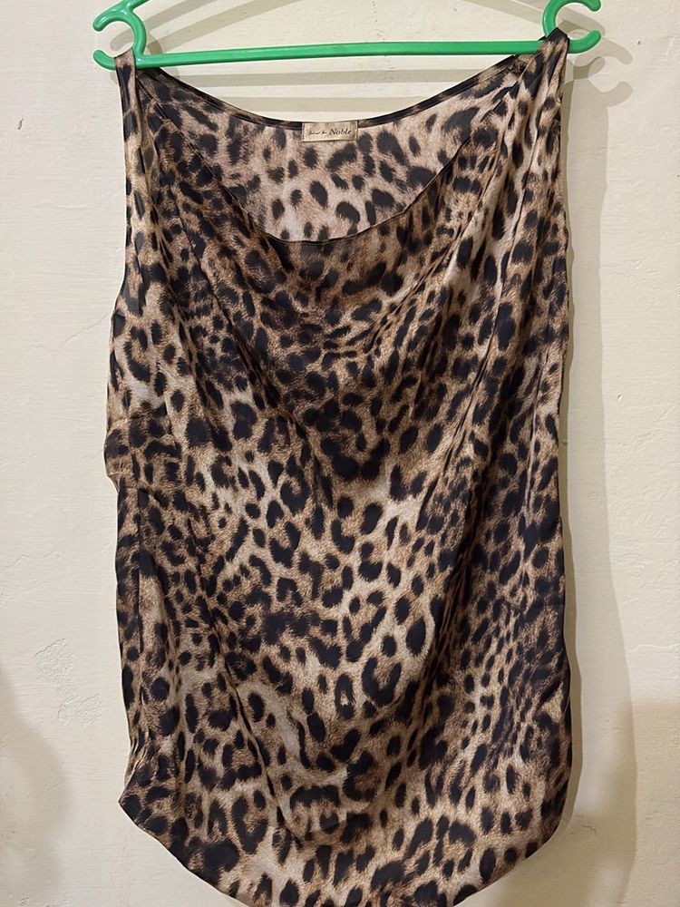 Leapord Print Satin Tank Top