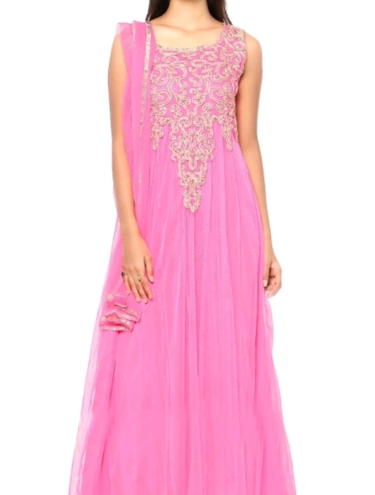 Pink Gown With Dupatta For Women