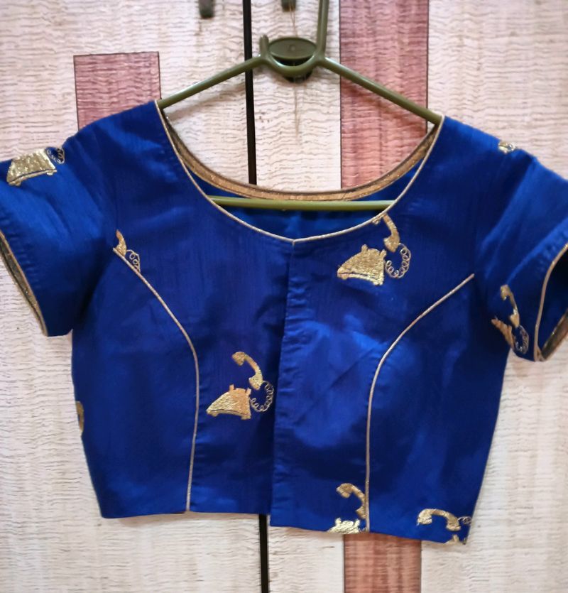 Navy Blue Color Stitched Blouse ,Non Paded Blous