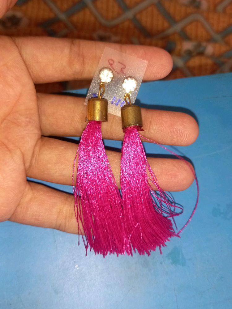 Pink Thread Earring