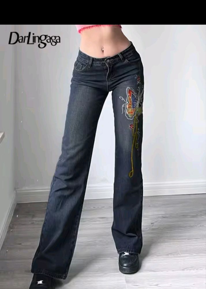 Y2K Embroidery BOOTCUT FLARED JEANS