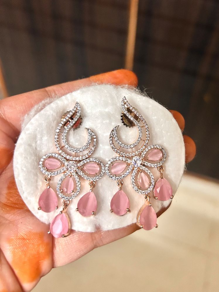 AD Earrings Baby Pink