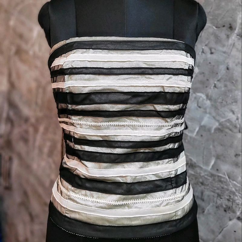 White &Black Corset Top