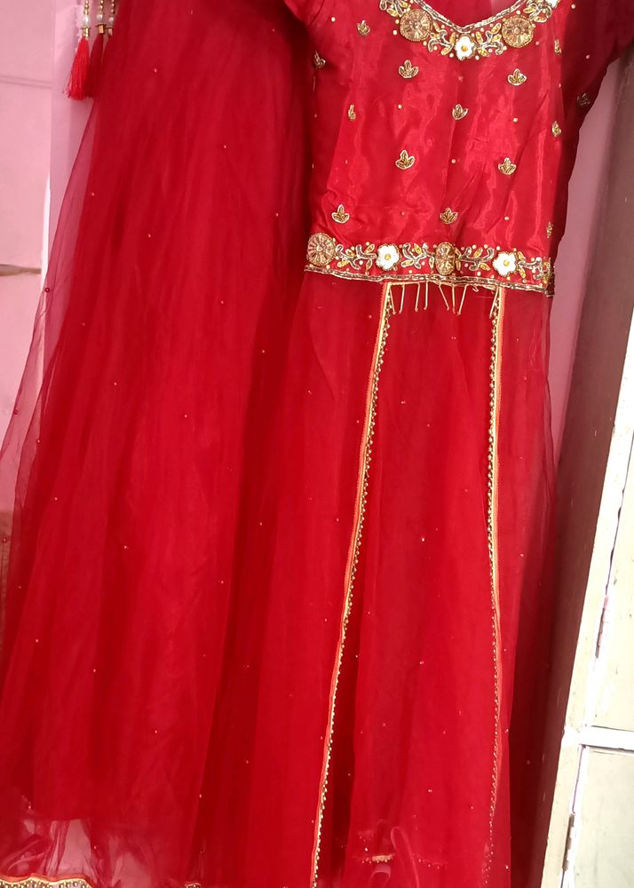 Red Net Fancy Lehnga Choli