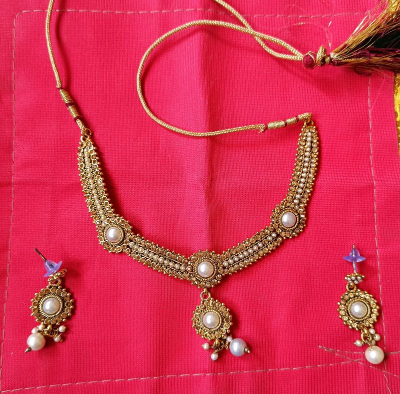 Earrings And Necklace Jewellery Set + One Freebie