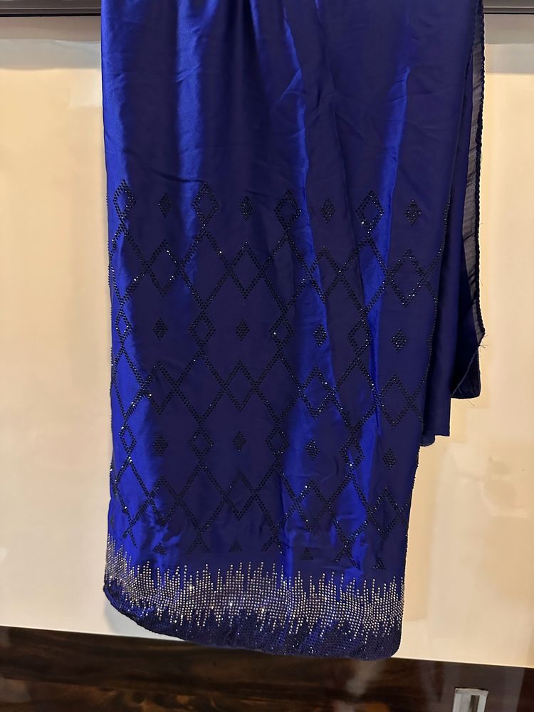 Navy Blue Heavy Saree With Blouse