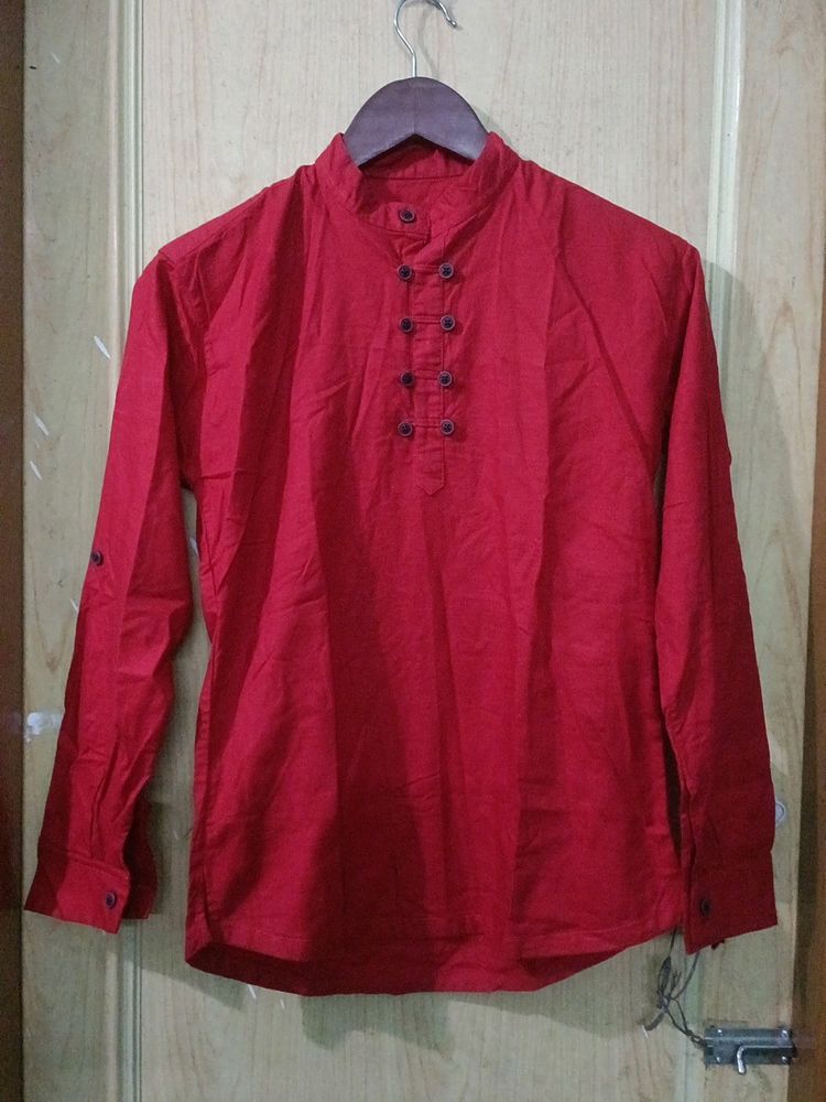 Red Short Kurta For Boys