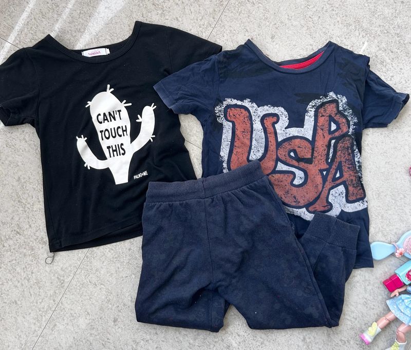 Combo Of Kids 2 T Shirt And Pants