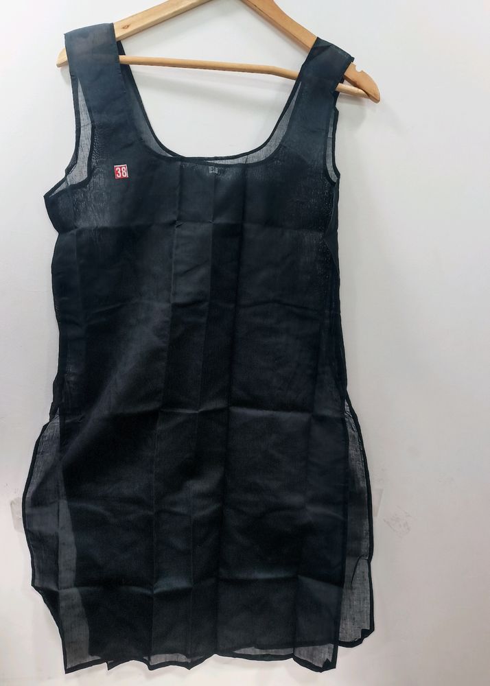 Black Cotton Long Slip For Kurta