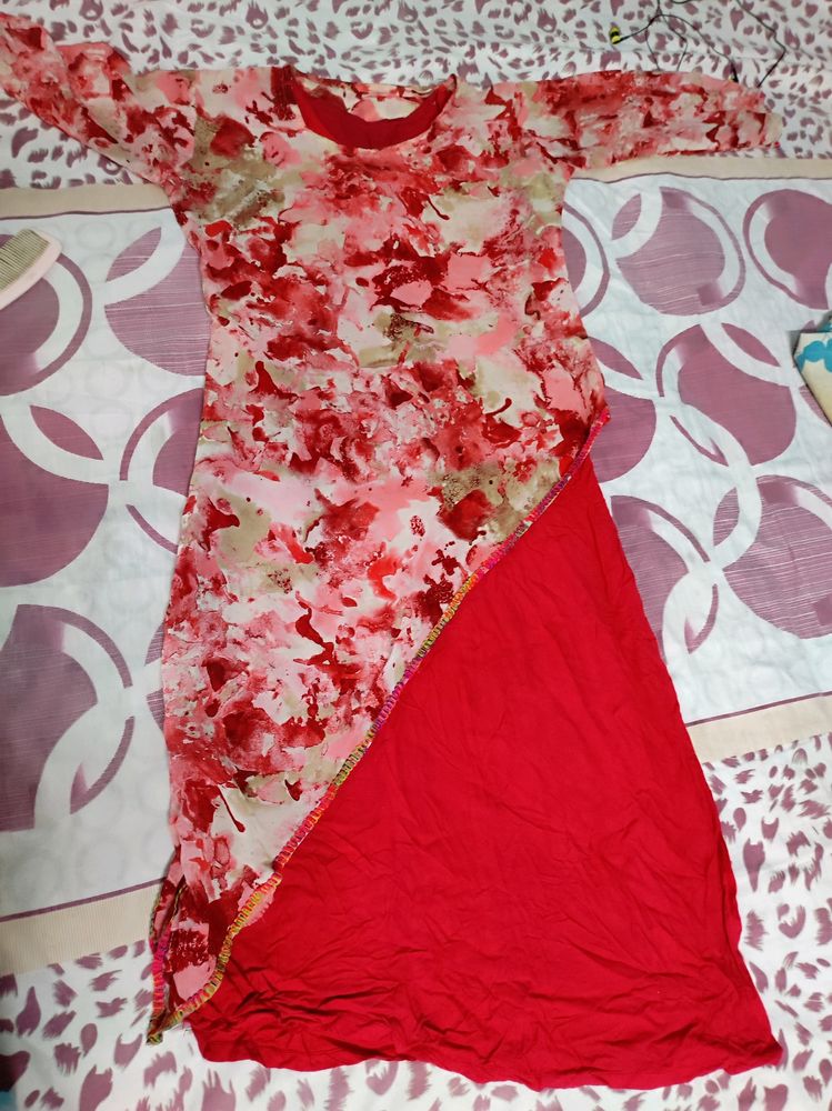 Red Georgette Reyan Kurti