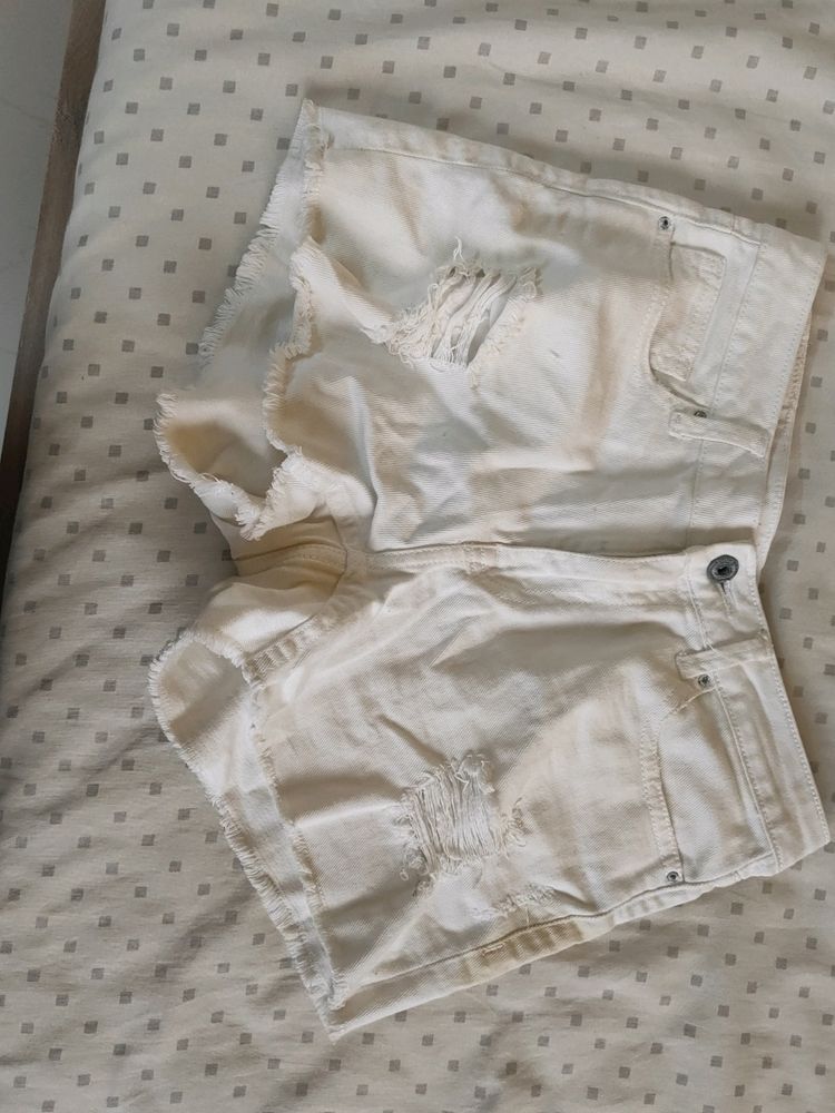 White Denim Short