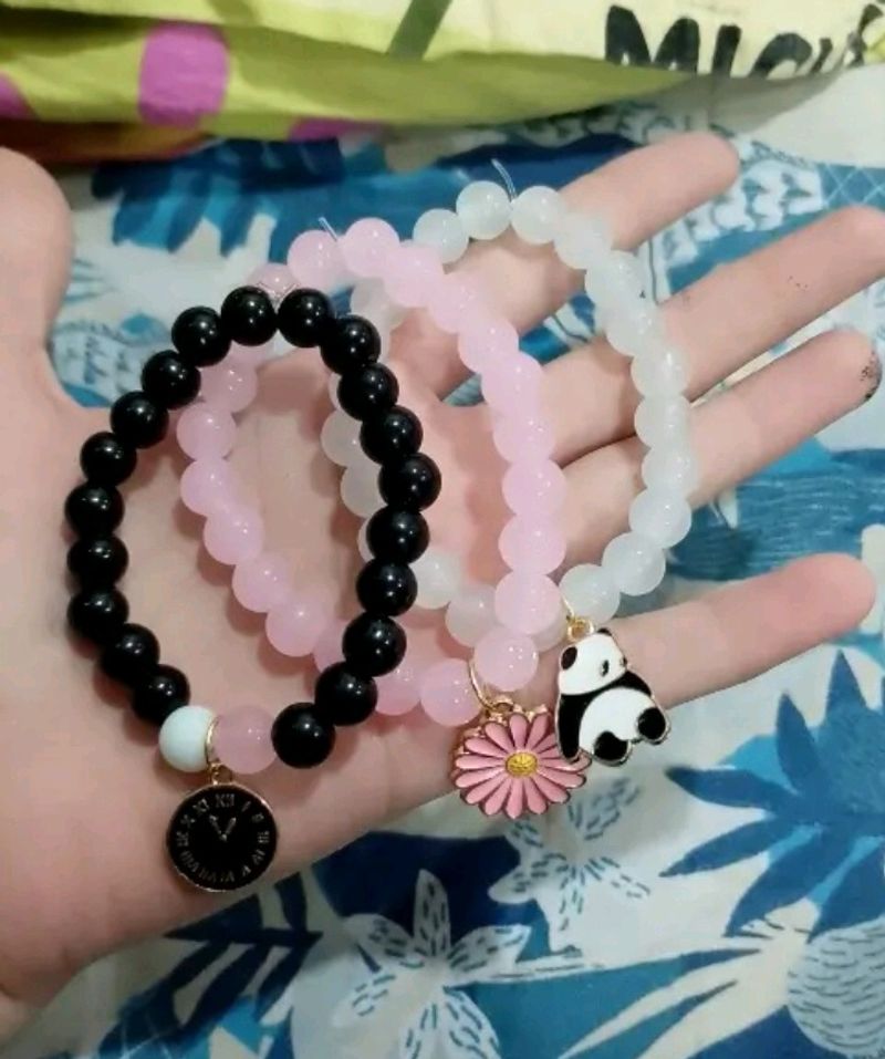 Dainty Daisy,Panda,Hearts, Glass,Marble Beads Brac