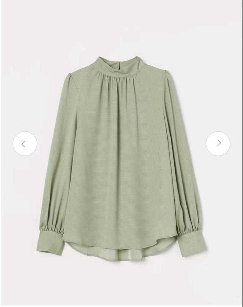 H&M Ttendy Green Wide Long Sleeve Blouse Top