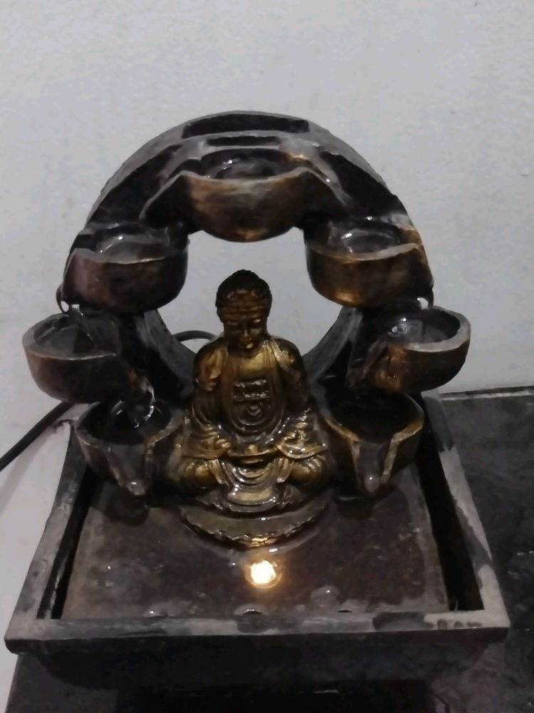 Buddha Statue With Light And Water Fountain