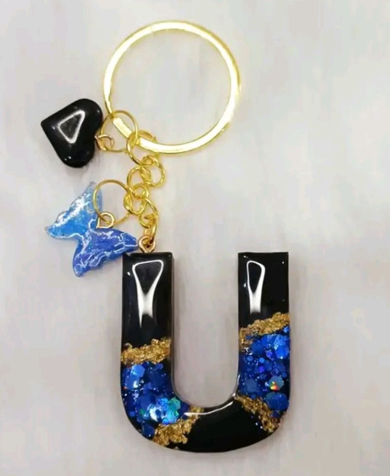 Resin Keychain Alphabet U