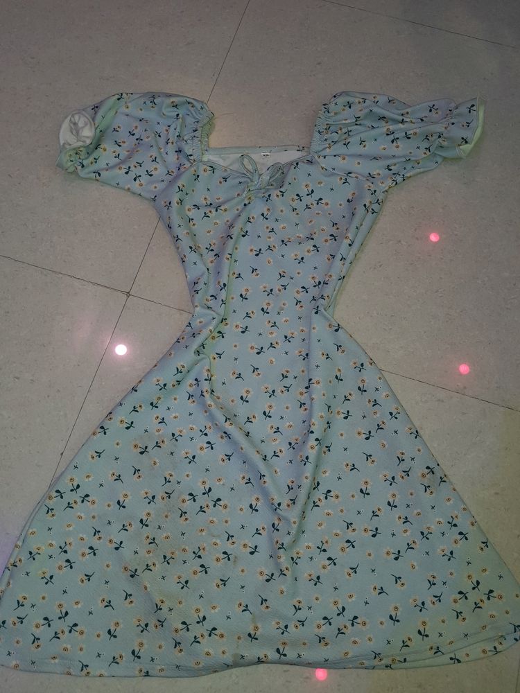 ()women's fit and flare blue dress<3