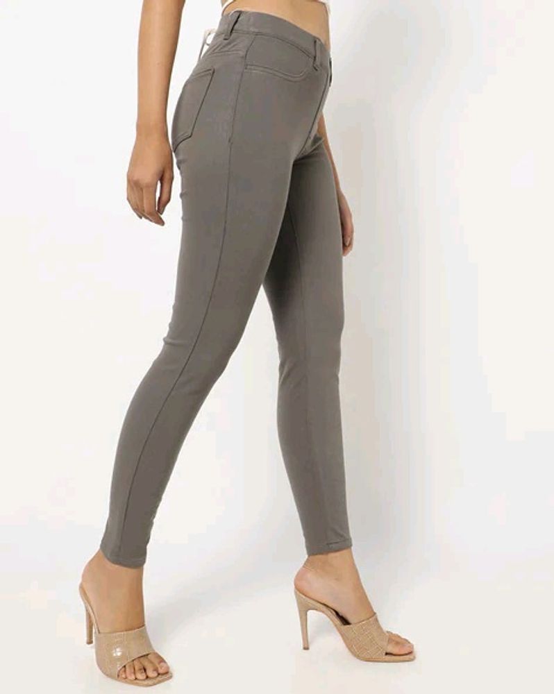 AJIO Grey Trousers For Women