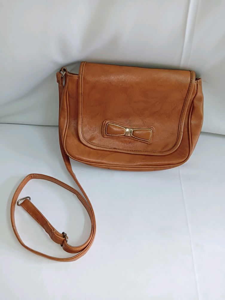 Brown Faux Leather Slingbag