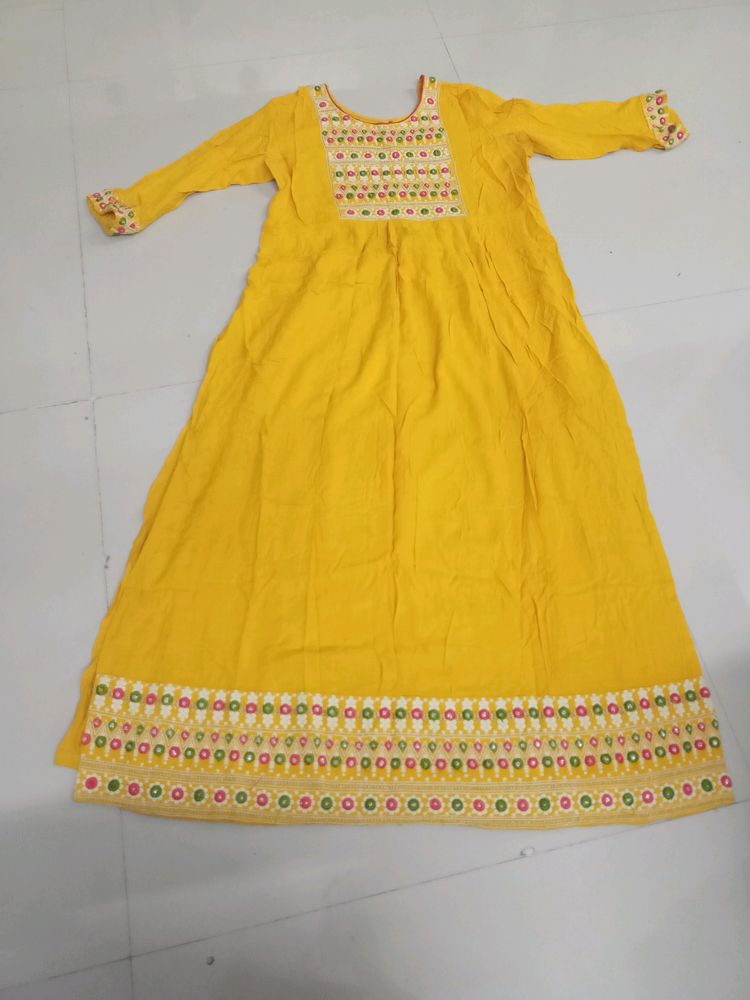 Golden Yellow Colour Kurti For Girls