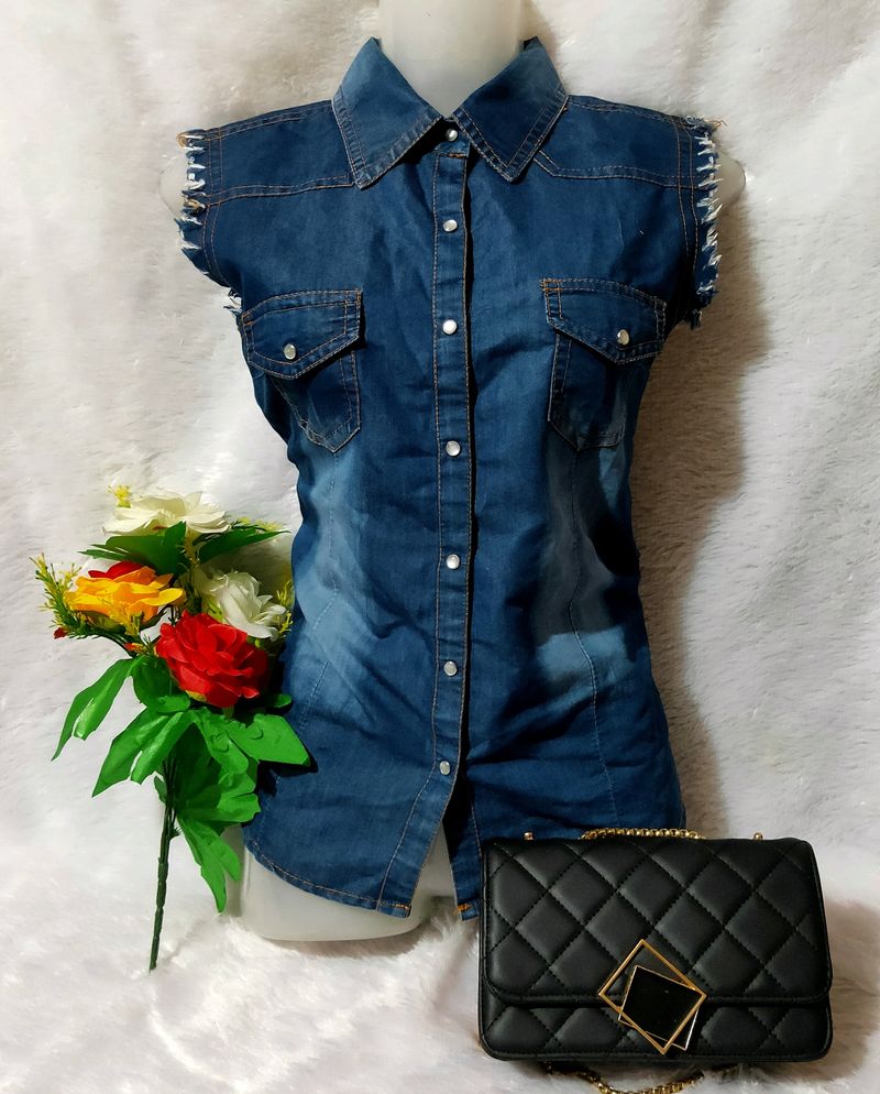 Denim Sleeveless Top