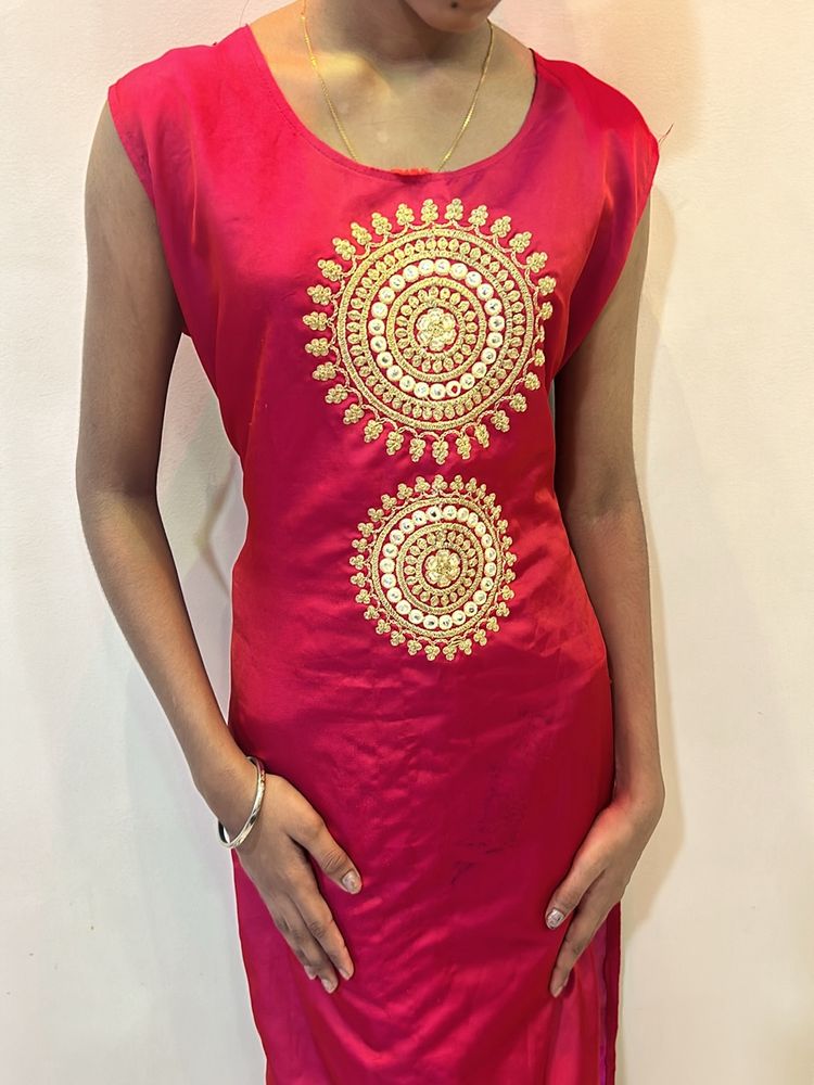 Dark pink straight Kurti for woman