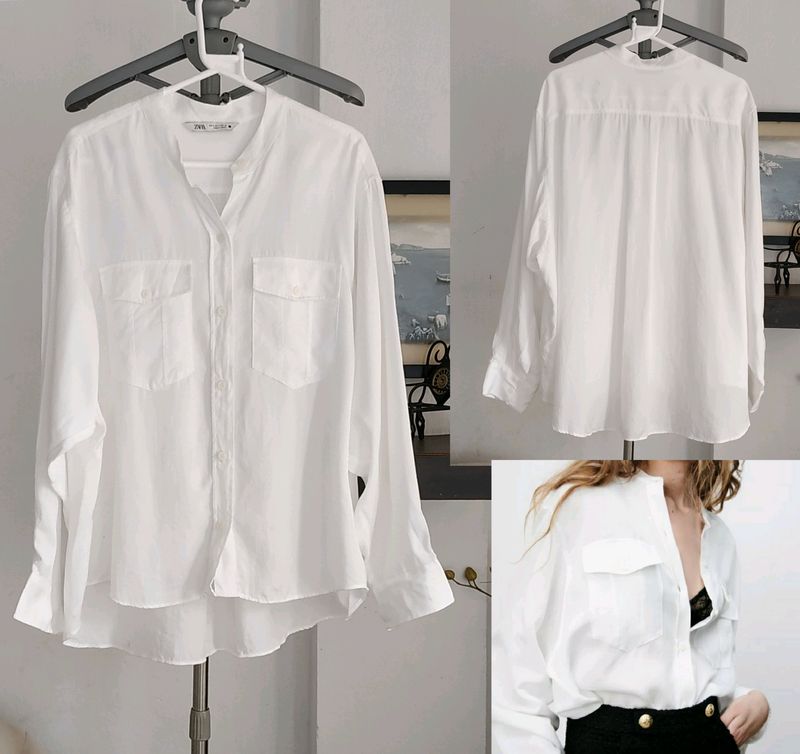 Zara Flowy Shirt With Pockets